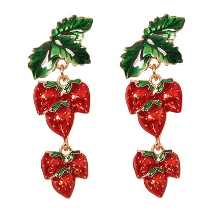 Charming  Fruit-Inspired Strawberry Alloy Drop Earrings for Women - Adorable, Unique Design with Fresh and Elegant Vibes Perfect for Any Occasion