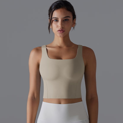 Seamless Built In Bra Yoga Top for Women Sleeveless Back Sports Bra for Shock Absorption and Comfort during Workouts