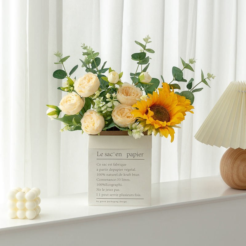 Beautiful Artificial Sunflower Bouquet - Perfect for Living Room & Dining Table Decor, Bedroom Accent Piece, Photography Prop, and Unique Gift Idea