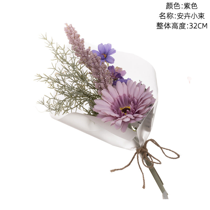 Charming Faux Flower Bouquet for Home Decor - Elegant Wedding Handheld Decoration - Wall Art Flower Arrangement CF01097