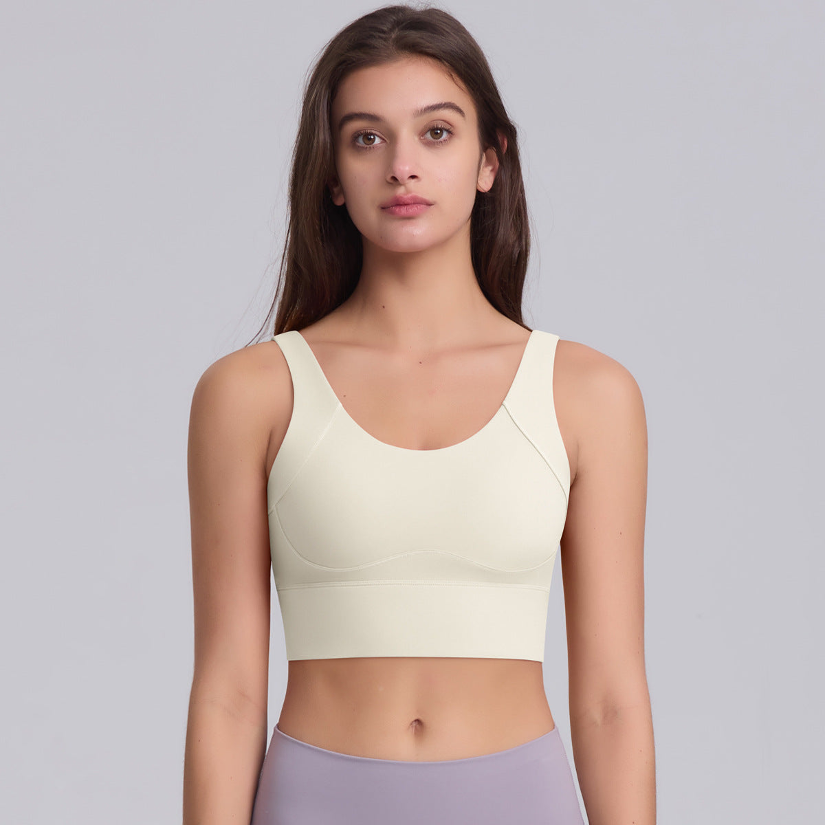 Solid Color Hollow Back Sports Bra with Button Closure for Pilates Yoga Running and Gym Workouts