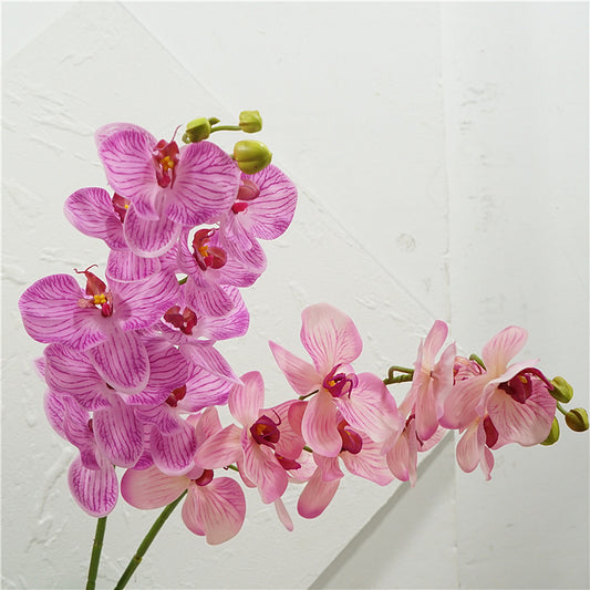 Realistic 9-Head Orchid Simulation Flowers - Perfect for Home Decor, Window Display, and Wedding Arrangements