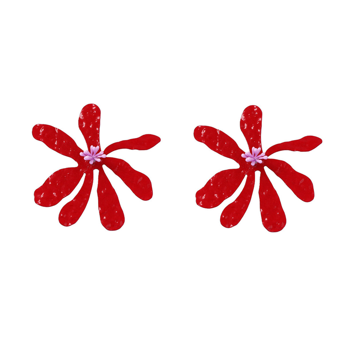 Stylish Personalized Metal Drop Oil Exaggerated Floral Stud Earrings – Versatile Everyday Accessories for a Chic Vacation Look