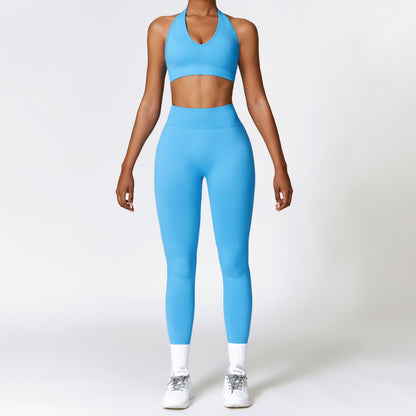 Seamless Body Sculpting Yoga Set for Women Quick Dry Activewear with Beautiful Back Design for Running and Fitness 7318