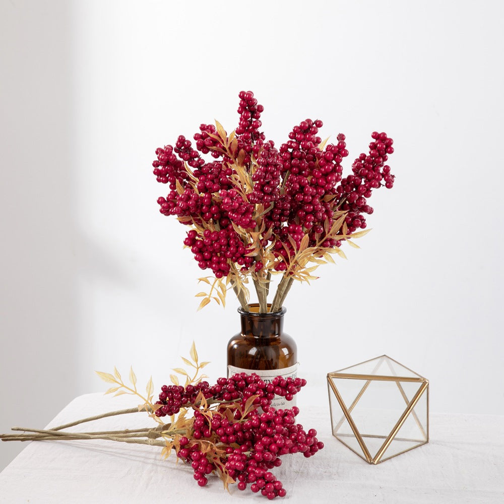 Artificial Bean Branches - Stunning Christmas Berry Decor for Weddings and Home - Silk Flower Arrangement GF15966