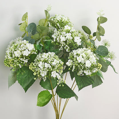 Elegant Snowball Flower Decorative Silk Hydrangea Bouquet - Perfect for Home Decor, Dining Table Arrangements, and Hotel Style Interiors