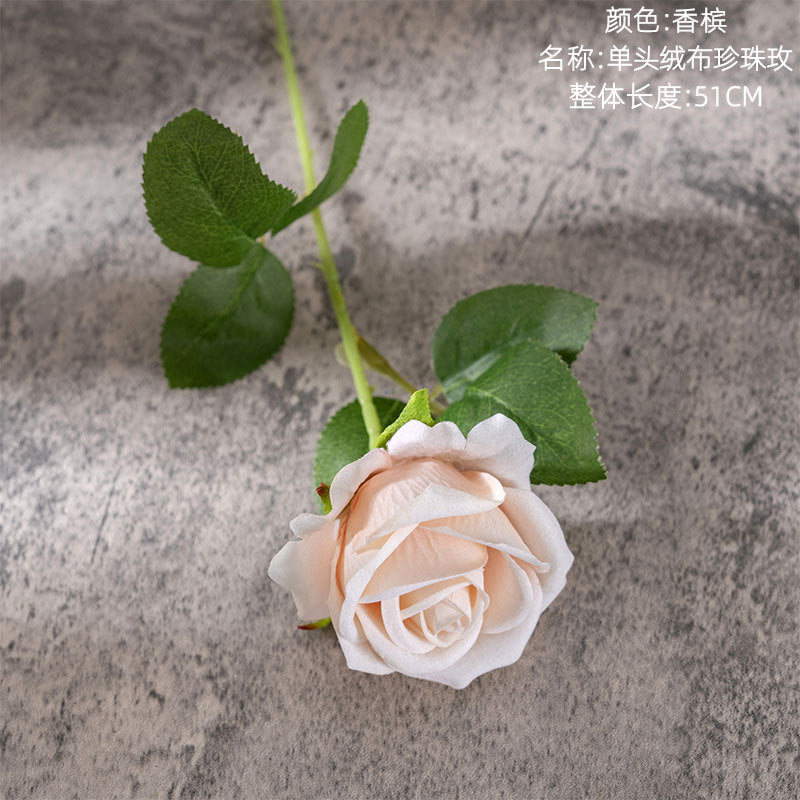 Luxurious Velvet Rose INS Pearl Faux Flower for Home Decor - Perfect for Holidays, Weddings, and Wall Decorations - MW03339