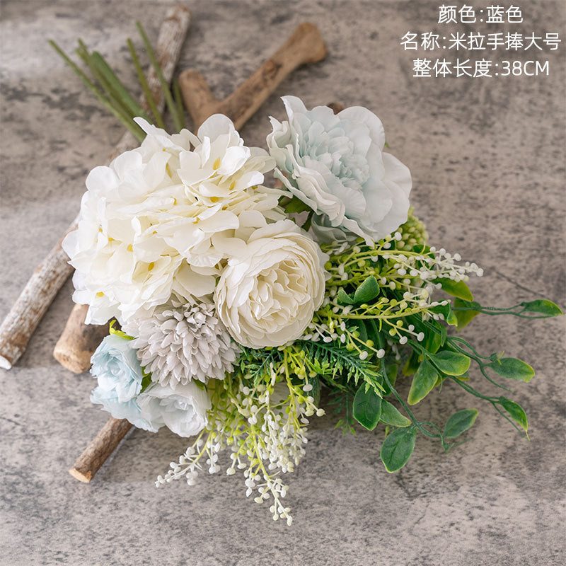 Realistic Hydrangea Bouquet Artificial Flower Plant Arrangement - Perfect for Wedding Decor, Home Styling, and Special Events | Stunning INS-Style Faux Roses MW66781