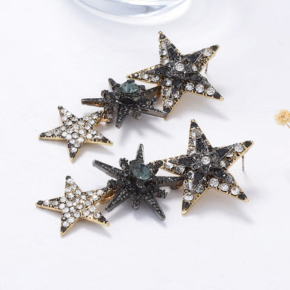 Exquisite Luxury Statement Long Tassel Earrings with Dazzling Rhinestone-Studded Pentagram Design - Perfect for Elevating Your Sophisticated Style