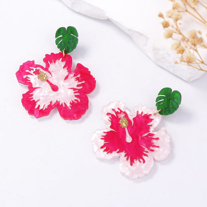 Creative Asymmetrical Colorful Acrylic Floral Drop Earrings for Women - Perfect for Casual Vacations and Stylish Outings