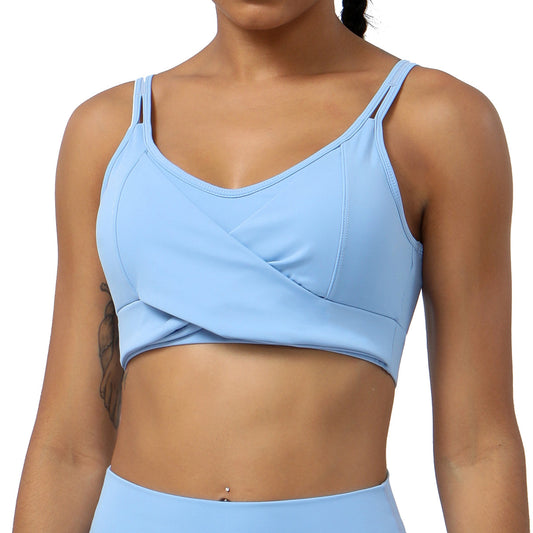 Wireless Sports Bra with Cross Back Design Breathable Supportive Yoga Running Bra for Comfort and Performance