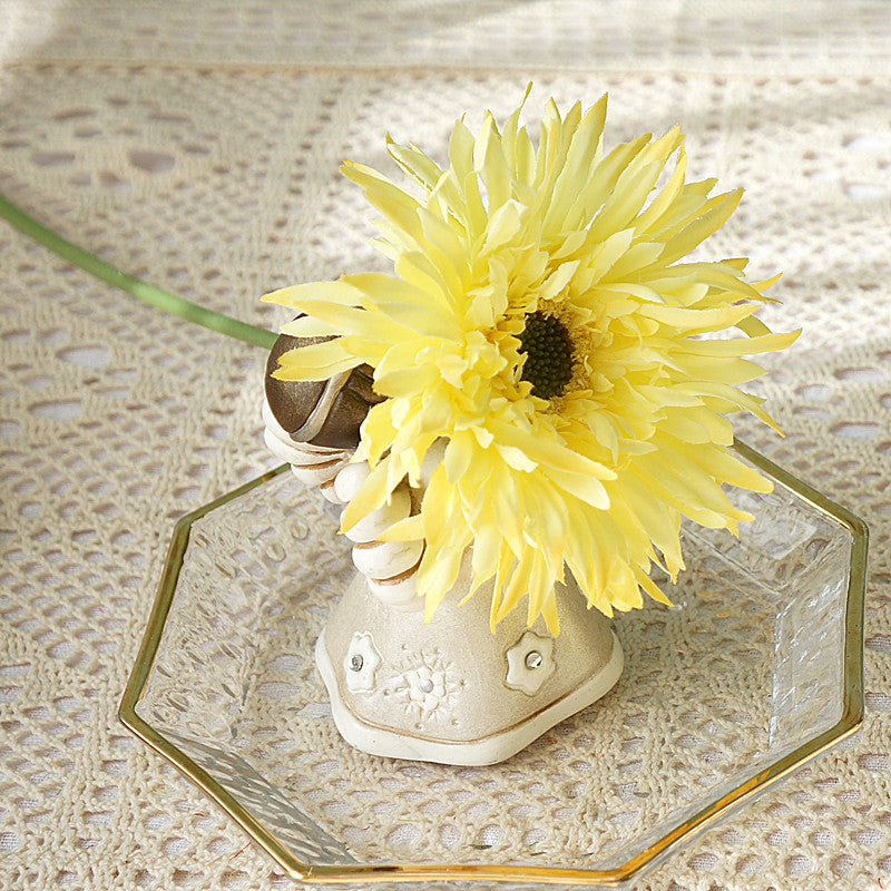 Realistic Faux Flowers - African Gerbera Daisies with Soft Fringe – Perfect for Home Decor, Weddings, and Photography Floral Arrangements