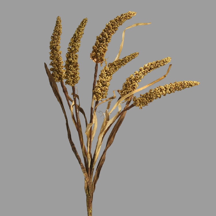 Realistic Fake Flowers for Home Decor - Perfect for Airbnb Photography Props, Living Room and Dining Room Accents - 6-Stem Sorghum Millet Arrangement