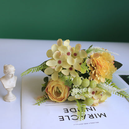 Lifelike Faux Flower Arrangement Set with Peony, Hydrangea, and Dogtail Grass - Perfect Home Decor and Photography Prop