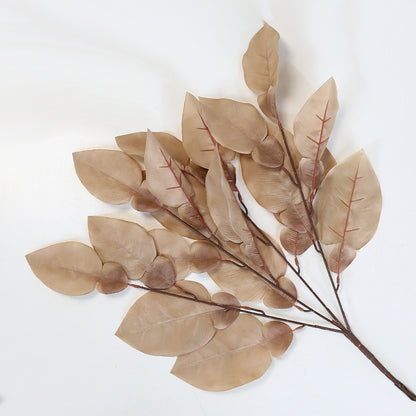 Realistic Faux Grapefruit Leaf Wedding Decoration: 4-Pronged Hanging Floral Accents with Versatile Persimmon Leaves for Stunning Event Décor