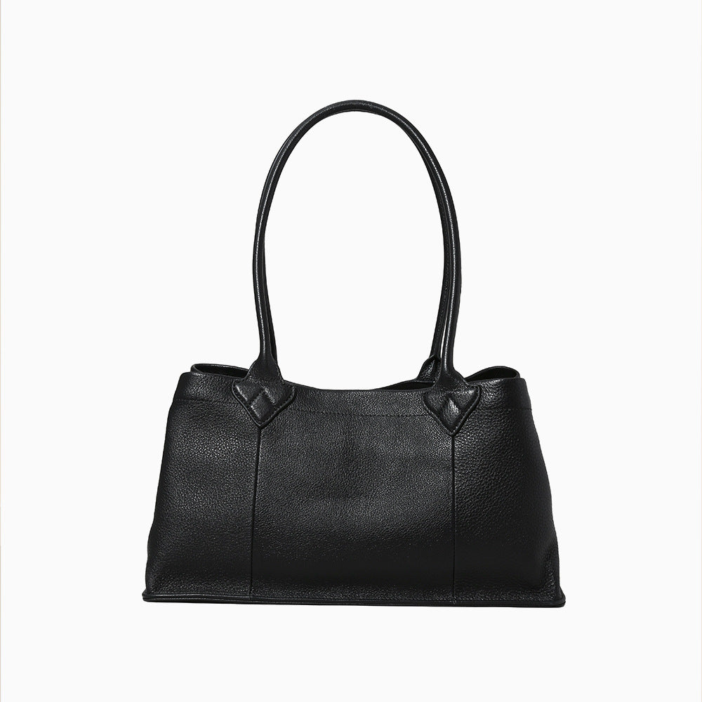 Spacious Grain Leather Tote Bag for Women Commuter Handbag with High End Feel Versatile Shoulder Bag for Daily Use