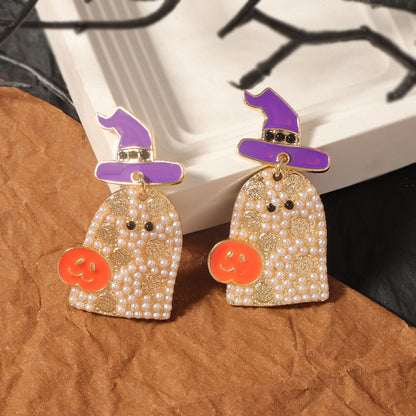 Adorable Ghost Earrings with Hats – Creative, Spooky, and Trendy Design for Halloween Enthusiasts – Must-Have for Unique Accessories!