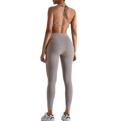 High Performance Women's Yoga Set Quick Dry Fitness Outfit with Compression Leggings and Breathable Tank Top for and Flexibility