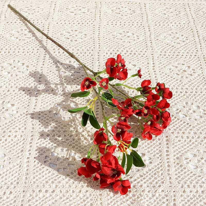 Realistic Faux Apple Blossom Branch - 2-Branch Artificial Flowers for Weddings, Home Decor, and Photography Enhancements