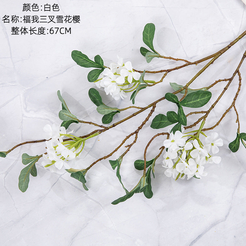 Stunning Faux Floral Decoration - Realistic Snowflake Cherry Blossom & Rose Bouquet for Home Decor and Wedding Celebrations | MW94001