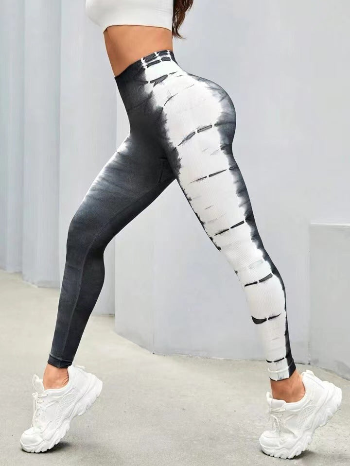 High Waisted Tie Dye Striped Yoga Pants for Women Butt Lifting Running and Fitness Leggings for Outdoor Sports Gym Workouts