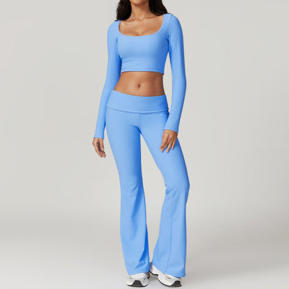 High Waisted Ribbed Yoga Set for Women Sculpting Supportive Fitness Outfit for Comfort and Performance Model 8828