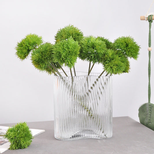 Realistic Green Bamboo-Look Faux Succulent Plant Decor - Soft Silicone Home Décor for Stylish Interiors, Perfect for Arrangements and Decorative Displays with Lush Green Moss Balls and Pine Cone Accents