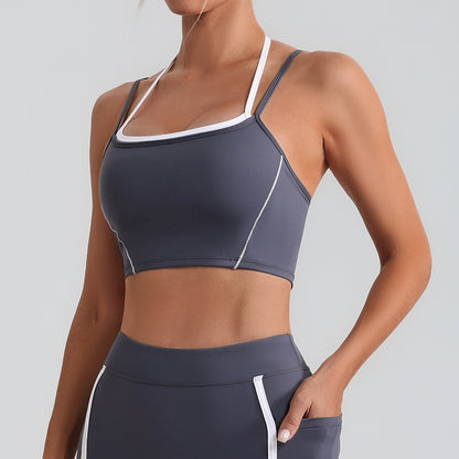 Adjustable Two in One Halter Neck Yoga Top for High Intensity Running and Fitness Workouts and Supportive Athletic Bra