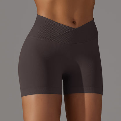 High Waisted Seamless Cross Shorts for Comfort Peach Lift Yoga Pants That Hug Your Curves Enhance Athletic Performance