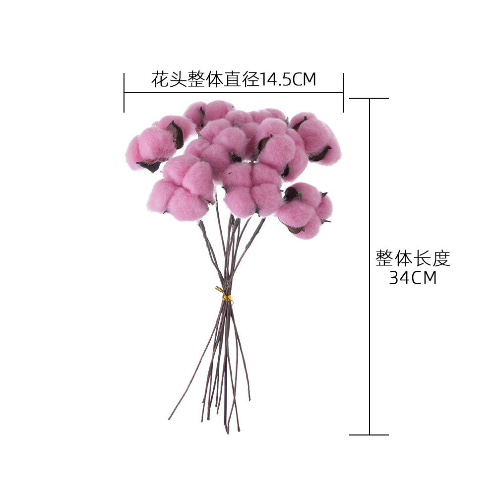 Natural Cotton Dried Flower Bouquet - Stunning Faux Floral Arrangement for Home Decor, Weddings, and Unique Wall Plant Displays (Model MW65501)