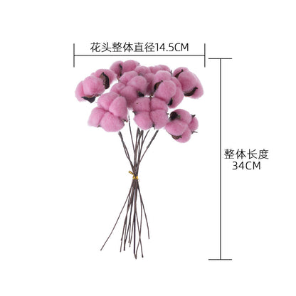 Natural Cotton Dried Flower Bouquet - Stunning Faux Floral Arrangement for Home Decor, Weddings, and Unique Wall Plant Displays (Model MW65501)