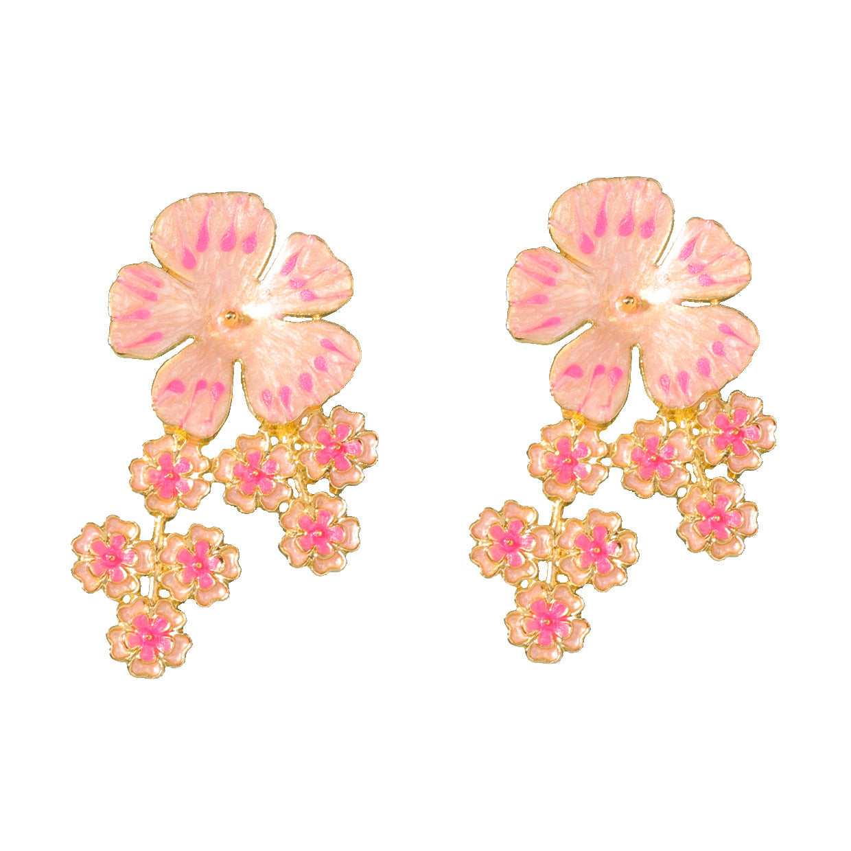 Stylish  Alloy Drop Oil Flower Earrings - Exquisite and Bold Floral Design for a Sweet and Chic Look