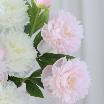 Elegant European-Style Single Stem Three-Headed Faux Peony Floral Arrangement for Home Decor, Weddings, and Photography - Perfect for Elegant Events