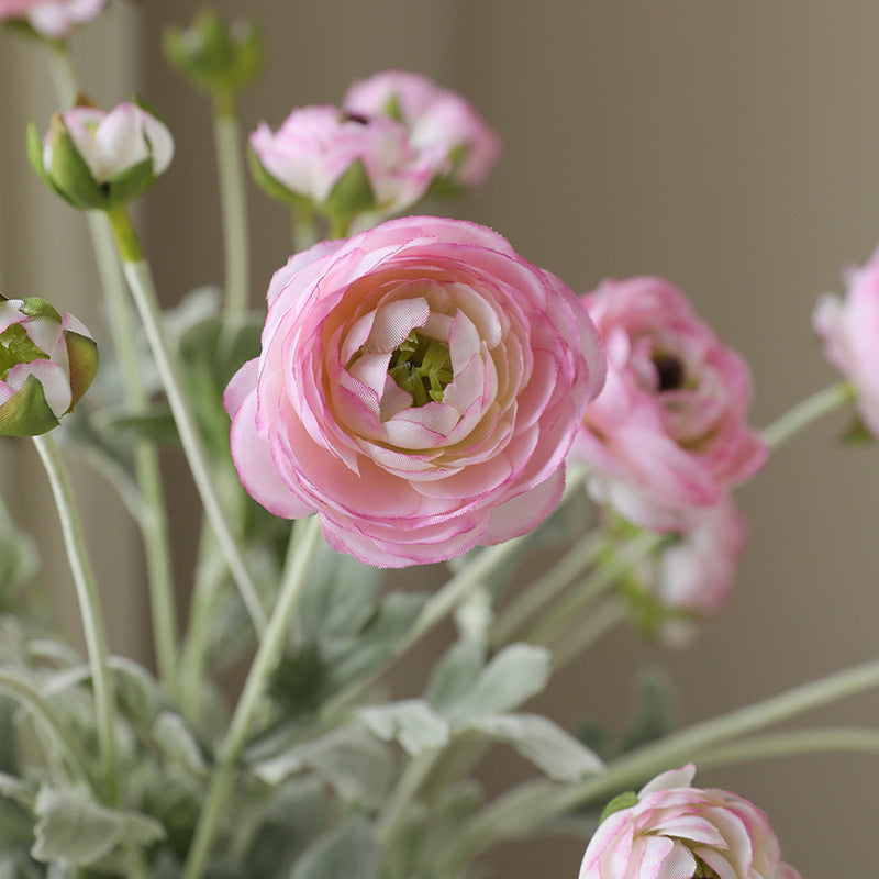 Realistic Velvet Touch Faux Flower Bouquet - 6-Stem European Peony Arrangement for Nordic Home Décor, Weddings, and Events