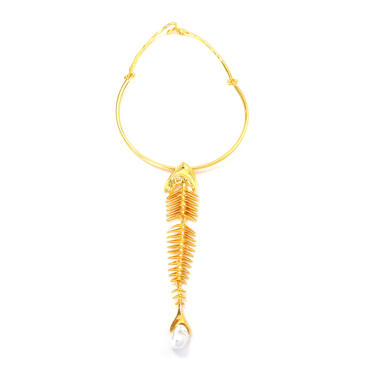 Trendy Minimalist Fishbone Pendant Choker for Women - Unique, Bold, and Fashion-Forward Design