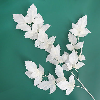 Realistic Faux Leaf Single Stem 3-Prong Wedding Decoration - Perfect for Ceiling & Aisle Decor, Lifelike Silk Plants for Elegant Events