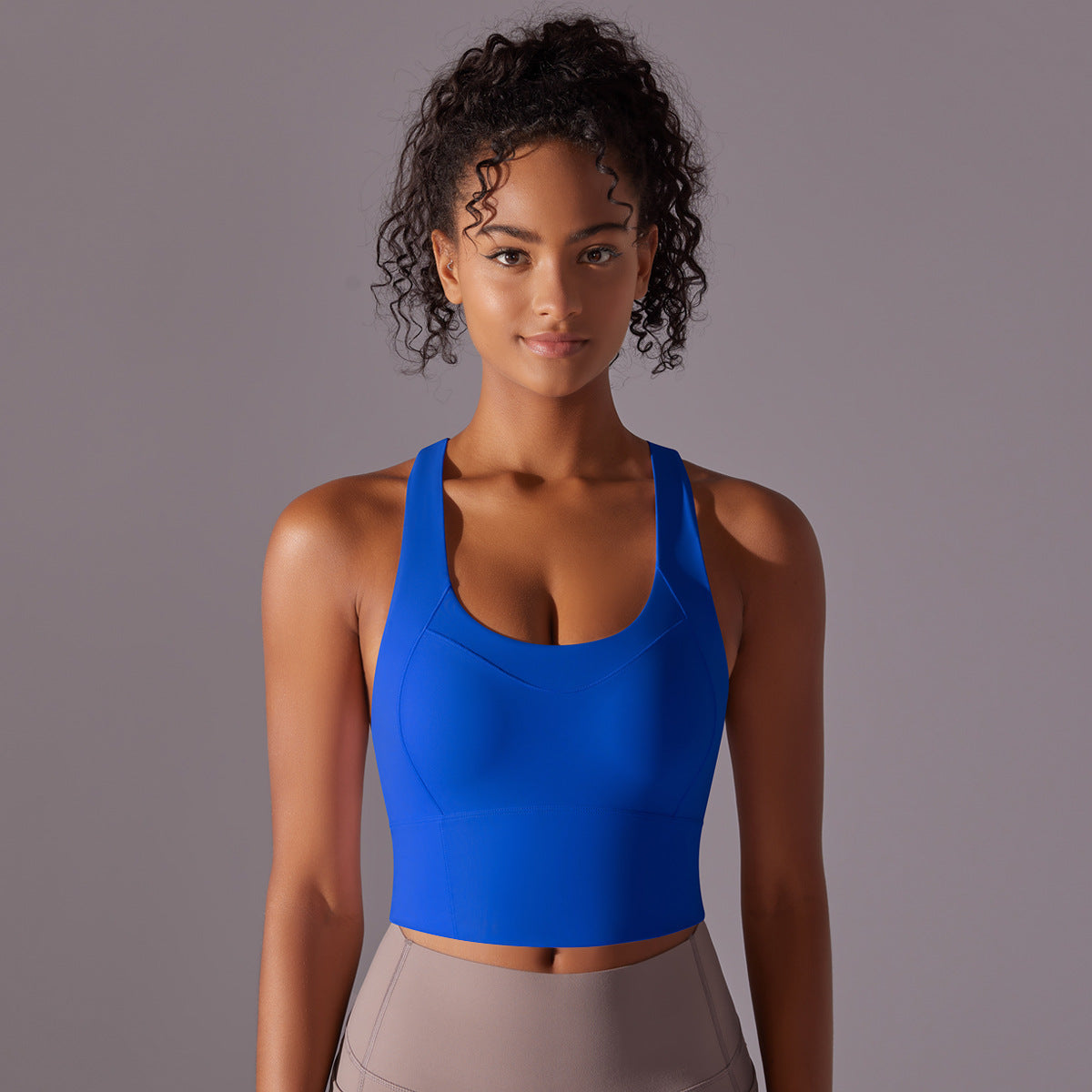 Cross Back Sports Bra for Women for Yoga Running and Training Anti Shock Gathered Design for Support