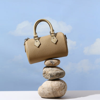 Chic Vintage Genuine Leather Women's Fashion Handbag Versatile Casual Shoulder Bag Crossbody for Commuting Boston Style Tote