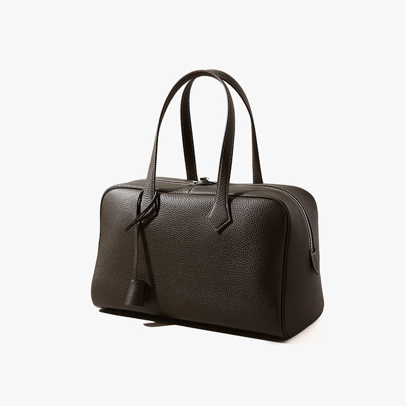 Luxurious Genuine Leather Tote Bag for Women Versatile Commute Essential Handbag Grain Cowhide Design