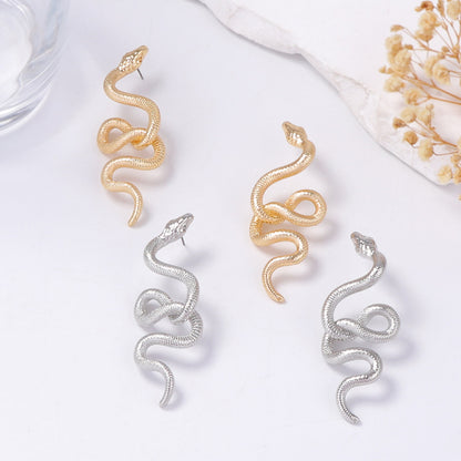 Unique Textured Animal-Inspired Statement Snake Earrings - Effortlessly Chic, Versatile Everyday Wear for a Touch of Luxurious Minimalism
