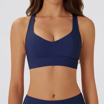 Hollow Out Back Sports Bra for Women with Removable Padding Supportive Shockproof and for Gym Workouts