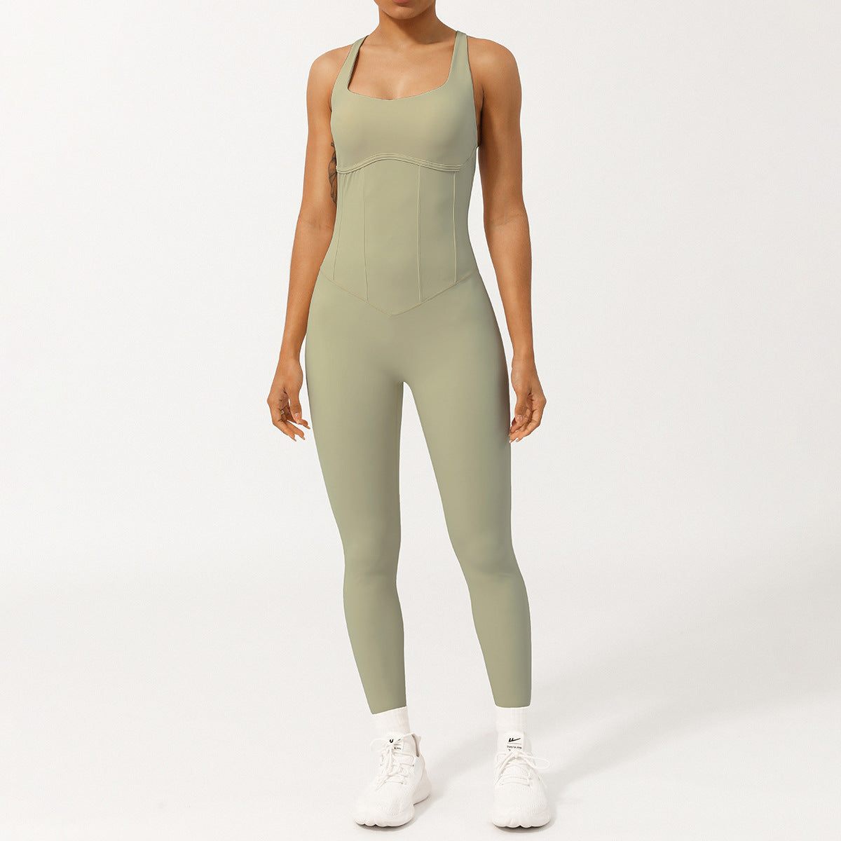 Seamless Yoga Bodysuit with Adjustable Straps and Open Back Versatile Fitness Jumpsuit with Built In Bra Padding for Comfort and Style