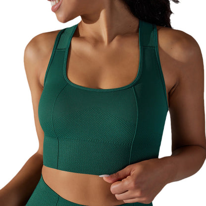 Seamless Quick Dry Yoga Tank Top with Racerback Design Shock Absorbing Sports Bra for Women for Running and Gym Fitness