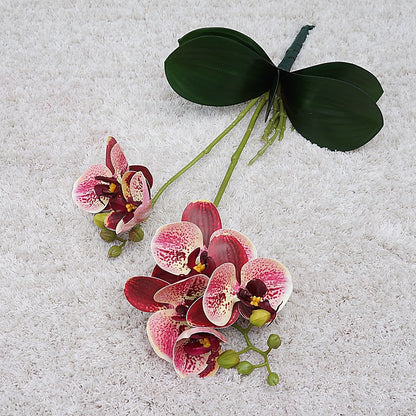 Lifelike Two-Branch Orchid Silk Flowers with Foliage | Perfect for Weddings, Photography, Home Decor & Shop Display | Stunning Simulation Flower Arrangement