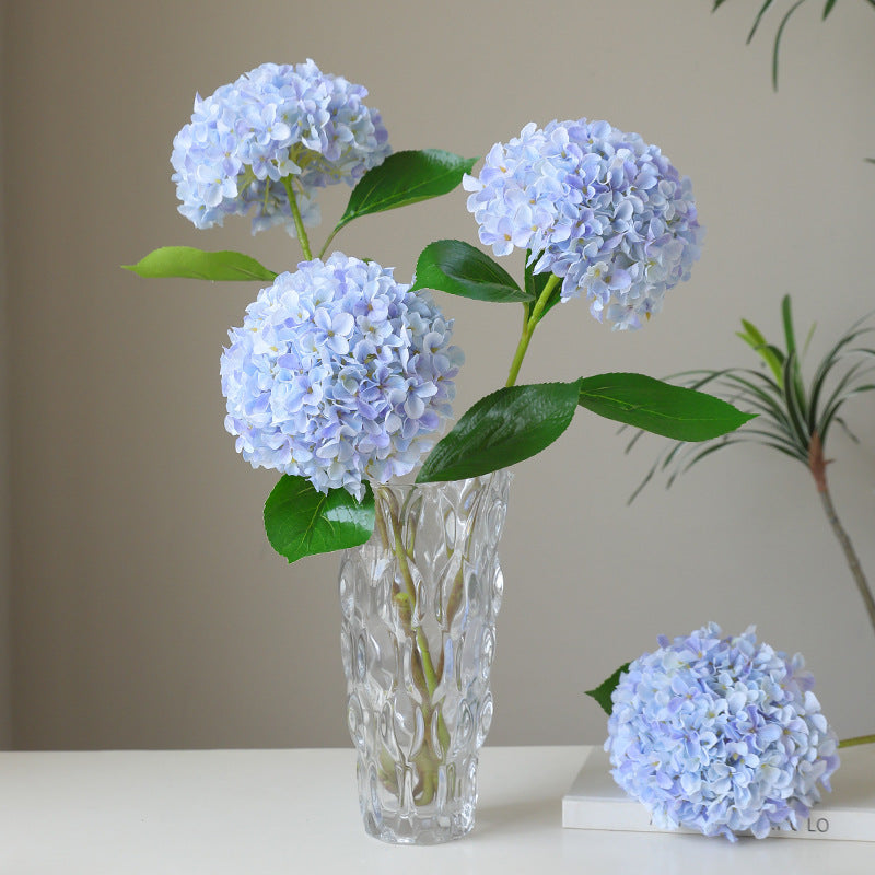 Single Stem Faux Silk Hydrangea - Elegant European Style Home Decor, Perfect for Photography Props and Floral Arrangements