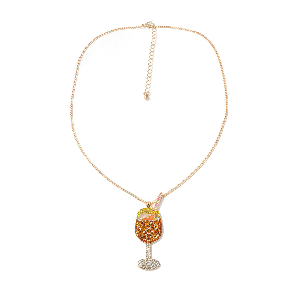 Stylish Minimalist Alloy Crystal-Studded Wine Bottle Pendant Necklace – Versatile Everyday Accessory with Dazzling Sparkle