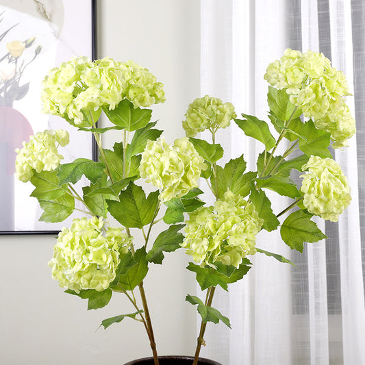 Realistic 3D Hydrangea Faux Flower Bouquet - Plush Decorative Snowball Flower Heads - Perfect for Home Decor & Wedding Arrangements