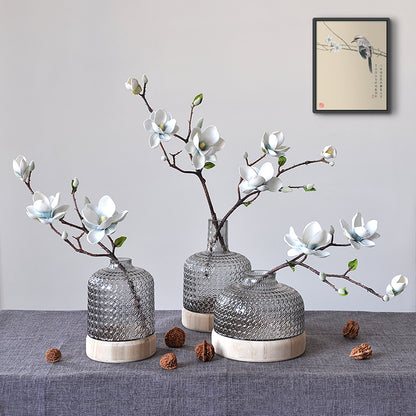 Elegant Magnolia Artificial Flowers -  EVA Cotton Home Decor Piece - Perfect for Living Room Styling & Photography Props - Stunning 3-Head Arrangement