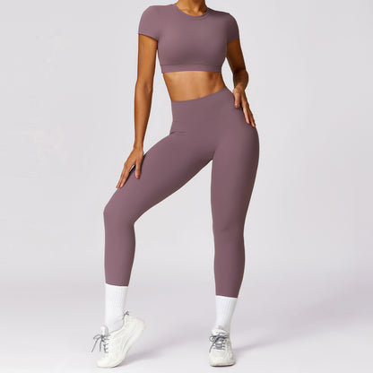 Brushed Yoga Set for Women Tight Fitting Running and Workout Outfit for Gym and Outdoor Wear Model 8536