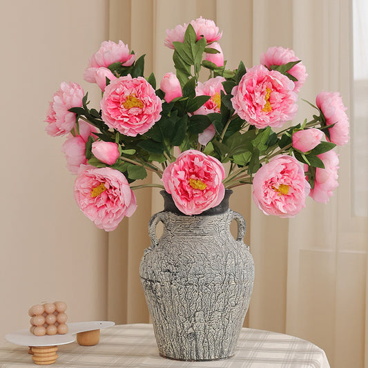 Realistic Silk Peony Flower Arrangement – Elegant Home Décor, Perfect for Modern Interior Styling, Photography Props, and Lasting Floral Accents